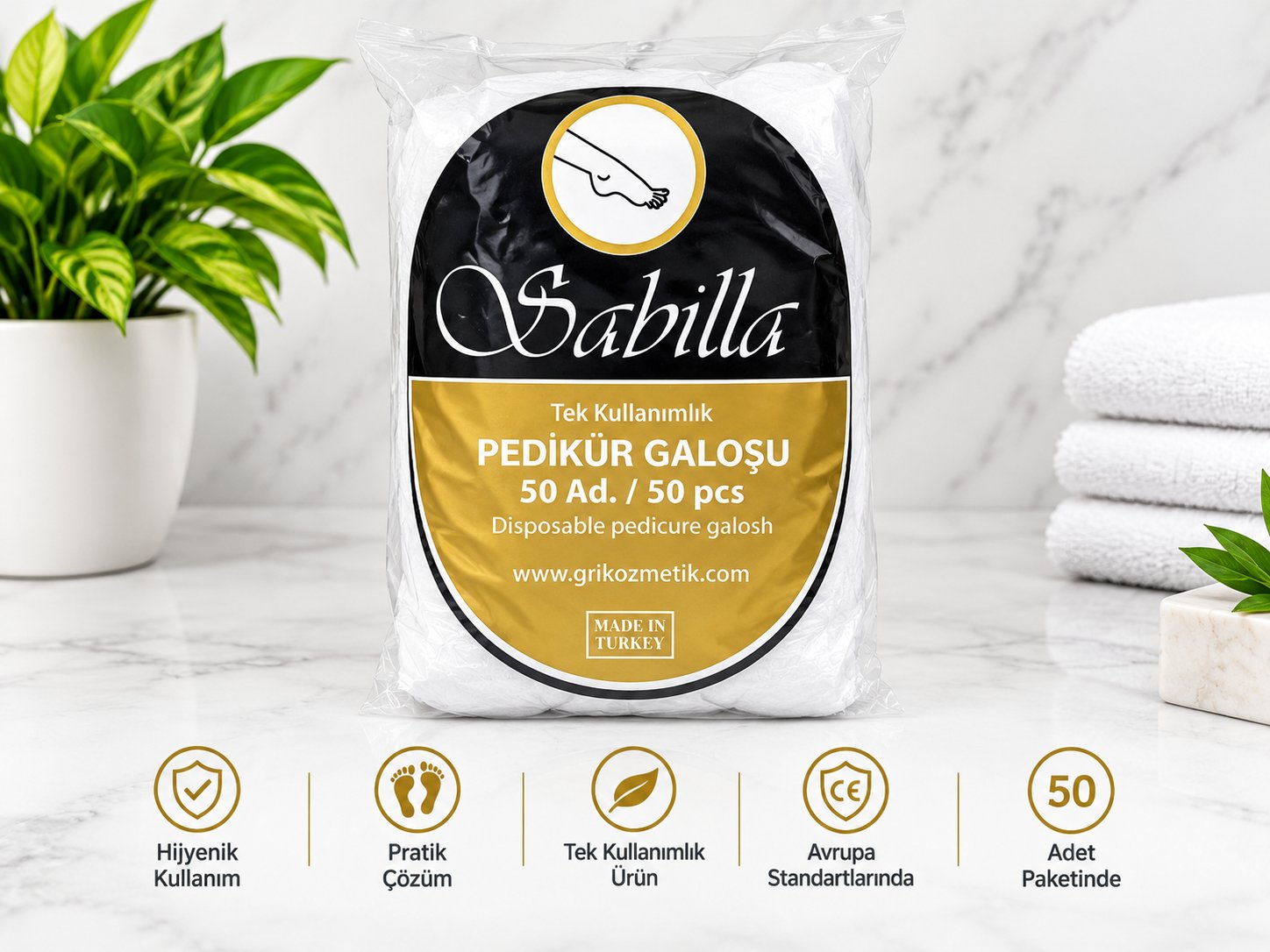 Sabilla Tek Kullanımlık Pedikür Galoşu – 50 Adet